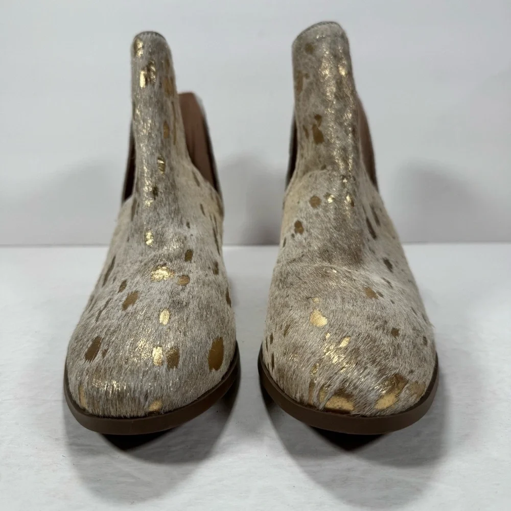 Coconuts by Matisse Pronto Cream Metallic Gold Calf Hair Split Shaft Bootie 9.5M